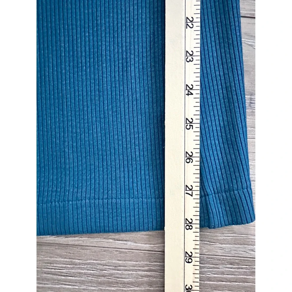 Adrianna Papell Teal Blue Ribbed Wide Leg Pants Smocked Waist SM Flowy Elegant